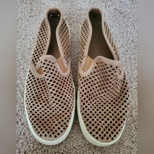 Tory Burch Perforated Brown/Cognac Suede Slip-on Sneakers sz 8